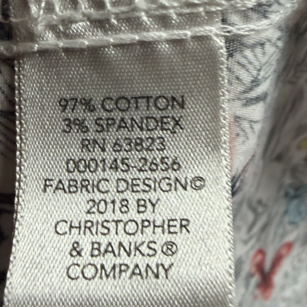 Christopher & Banks Women's 3/4 Sleeve Roll Tab Button Up Floral Print Shirt 1X - Picture 5 of 8